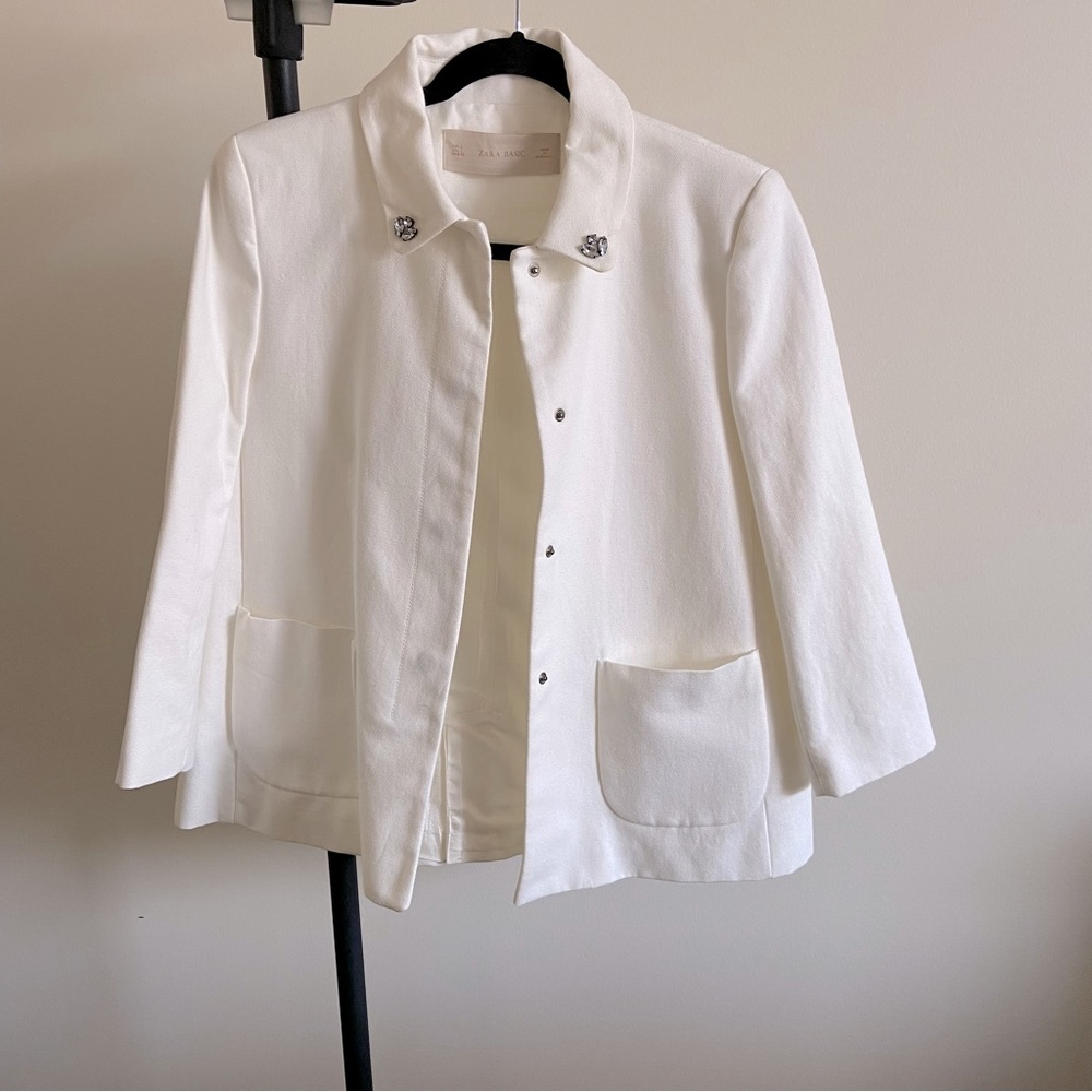 ZARA I NWOT L Denim Cotton Jacket I white